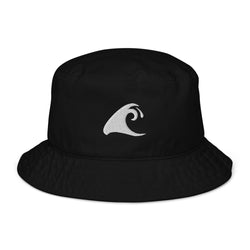 Extremely Stoked®️ White Epic Wave Logo on Black Organic Bucket Hat - Extremely Stoked
