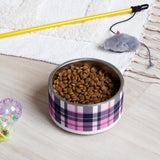 Pink and Navy Blue Surfer Plaid Pet Bowl – Extremely Stoked® Pets