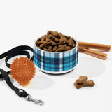 Aqua and Navy Blue Surfer Plaid Pet Bowl – Extremely Stoked® Pets