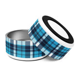 Aqua and Navy Blue Surfer Plaid Pet Bowl – Extremely Stoked® Pets
