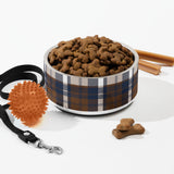 Brown and Navy Blue Surfer Plaid Pet Bowl – Extremely Stoked® Pets