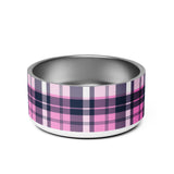Pink and Navy Blue Surfer Plaid Pet Bowl – Extremely Stoked® Pets