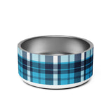 Aqua and Navy Blue Surfer Plaid Pet Bowl – Extremely Stoked® Pets