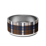 Brown and Navy Blue Surfer Plaid Pet Bowl – Extremely Stoked® Pets