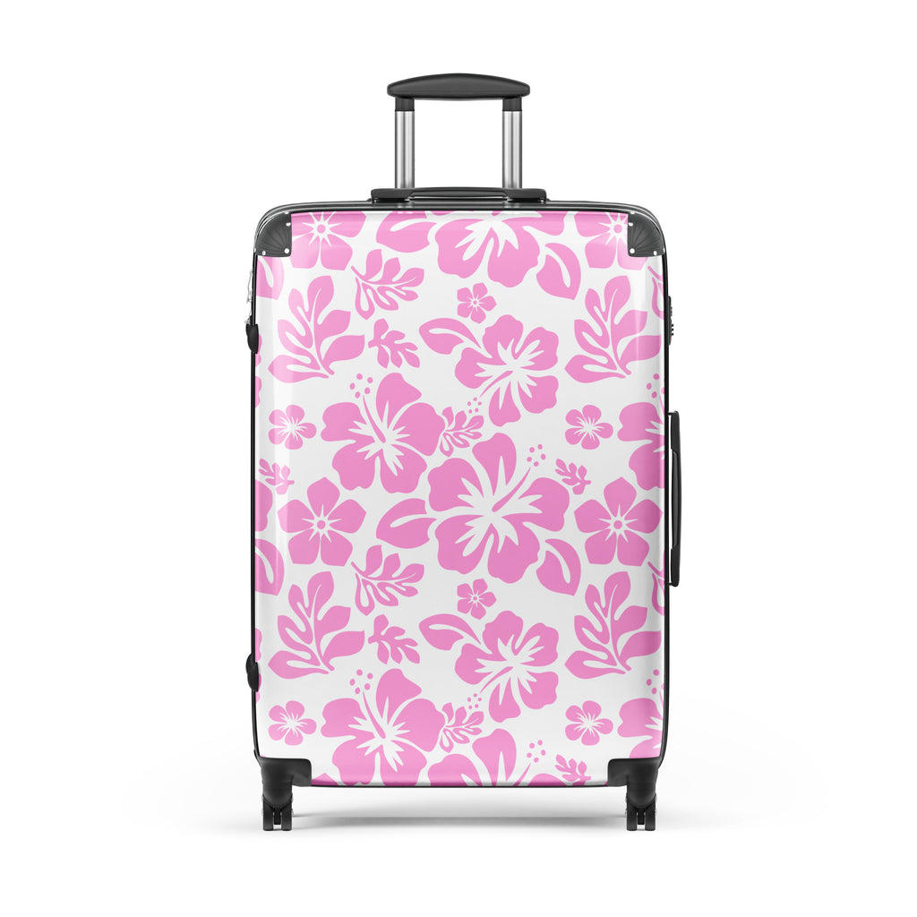 Pink Hawaiian Flowers Suitcase – Surf & Beach Inspired Luggage