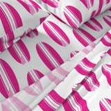 Surfer Girl Pink, White and Soft Pink Classic Surfboards Sheet Set from Surfer Bedding™️ Large Scale - Extremely Stoked