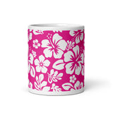 Hot Pink and White Hawaiian Flowers Coffee Mug - Extremely Stoked