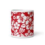 Red and White Hawaiian Flowers Coffee Mug - Extremely Stoked