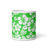 Lime Green and White Hawaiian Flowers Coffee Mug - Extremely Stoked