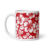 Red and White Hawaiian Flowers Coffee Mug - Extremely Stoked