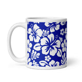 Royal Blue and White Hawaiian Flowers Coffee Mug - Extremely Stoked