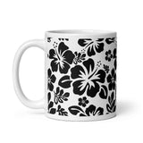 Black and White Hawaiian Flowers Coffee Mug - Extremely Stoked