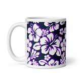 White and Purple Hawaiian Flowers on Navy Blue Coffee Mug - Extremely Stoked