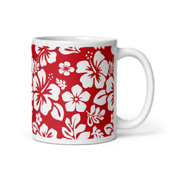 Red and White Hawaiian Flowers Coffee Mug - Extremely Stoked