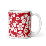 Red and White Hawaiian Flowers Coffee Mug - Extremely Stoked