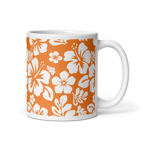 Orange and White Hawaiian Flowers Coffee Mug - Extremely Stoked