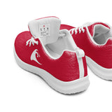 Women’s Red Athleisure Sneakers with White Epic Wave Logo – Extremely Stoked® Surf Style Shoes