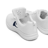 Women’s White Athleisure Sneakers with Navy Blue Epic Wave Logo – Extremely Stoked® Surf Style Shoes