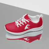 Women’s Red Athleisure Sneakers with White Epic Wave Logo – Extremely Stoked® Surf Style Shoes