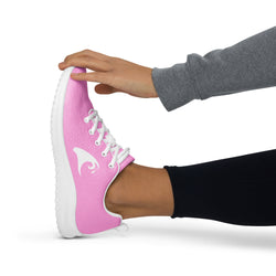 Women’s Pink Athleisure Sneakers with White Epic Wave Logo – Extremely Stoked® Surf Style Shoes