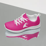 Women’s Hot Pink Athleisure Sneakers with White Epic Wave Logo – Extremely Stoked® Surf Style Shoes