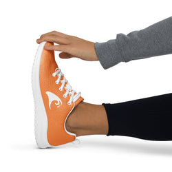 Women’s Orange Athleisure Sneakers with White Epic Wave Logo – Extremely Stoked® Surf Style Shoes