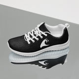 Women’s Black Athleisure Sneakers with White Epic Wave Logo – Extremely Stoked® Surf Style Shoes