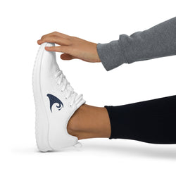 Women’s White Athleisure Sneakers with Navy Blue Epic Wave Logo – Extremely Stoked® Surf Style Shoes