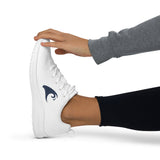 Women’s White Athleisure Sneakers with Navy Blue Epic Wave Logo – Extremely Stoked® Surf Style Shoes