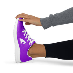 Women’s Purple Athleisure Sneakers with White Epic Wave Logo – Extremely Stoked® Surf Style Shoes