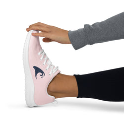 Women’s Pink Athleisure Sneakers with Navy Blue Epic Wave Logo – Extremely Stoked® Surf Style Shoes