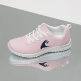 Women’s Pink Athleisure Sneakers with Navy Blue Epic Wave Logo – Extremely Stoked® Surf Style Shoes