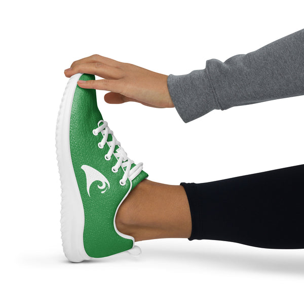 Women’s Green Athleisure Sneakers with White Epic Wave Logo – Extremely Stoked® Surf Style Shoes