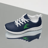 Women’s Navy Blue Athleisure Sneakers with Green Epic Wave Logo – Extremely Stoked® Surf Style Shoes