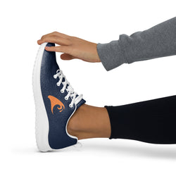 Women’s Navy Blue Athleisure Sneakers with Orange Epic Wave Logo – Extremely Stoked® Surf Style Shoes