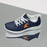 Women’s Navy Blue Athleisure Sneakers with Orange Epic Wave Logo – Extremely Stoked® Surf Style Shoes