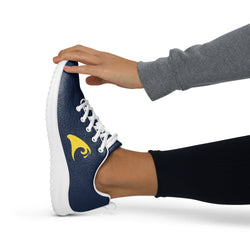 Women’s Navy Blue Athleisure Sneakers with Yellow Epic Wave Logo – Extremely Stoked® Surf Style Shoes