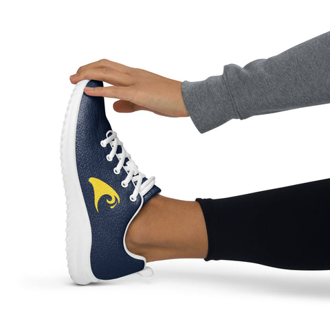 Women’s Navy Blue Athleisure Sneakers with Yellow Epic Wave Logo – Extremely Stoked® Surf Style Shoes