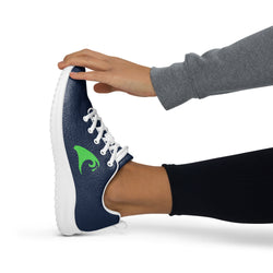 Women’s Navy Blue Athleisure Sneakers with Lime Green Epic Wave Logo – Extremely Stoked® Surf Style Shoes