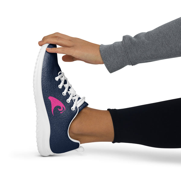 Women’s Navy Blue Athleisure Sneakers with Hot Pink Epic Wave Logo – Extremely Stoked® Surf Style Shoes