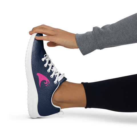 Women’s Navy Blue Athleisure Sneakers with Hot Pink Epic Wave Logo – Extremely Stoked® Surf Style Shoes