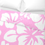 White Hawaiian Hibiscus Flowers on Soft Pink Duvet Cover -Large Scale - Extremely Stoked