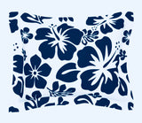 White and Navy Blue Hawaiian Hibiscus Flowers Pillow Sham - Extremely Stoked