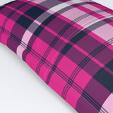 Hot Pink and Navy Blue Surfer Plaid Pillow Sham - Extremely Stoked® Eco Beach Luxe Collection
