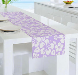 Lavender and White Hawaiian Flowers Table Runner