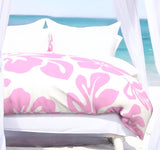 Soft Pink Hawaiian Hibiscus Flowers on White Duvet Cover -Large Scale - Extremely Stoked