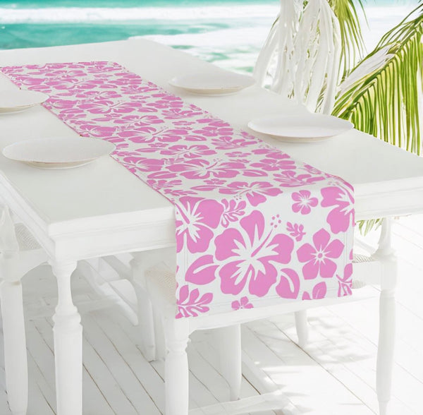 Soft Pink Hawaiian Flowers Table Runner - Extremely Stoked