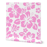 SOFT PINK HIBISCUS AND HAWAIIAN FLOWERS WALLPAPER