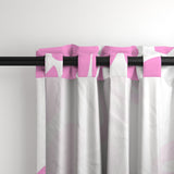 Pink Hawaiian Flowers on White Window Curtains - Extremely Stoked® Eco Beach Luxe Collection - Large Scale