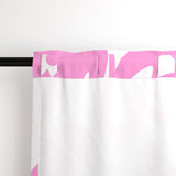 Pink Hawaiian Flowers on White Window Curtains - Extremely Stoked® Eco Beach Luxe Collection - Large Scale